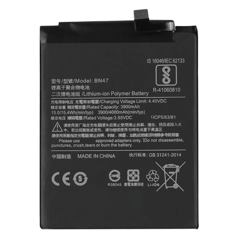 2pcs For Xiaomi Redmi 6 Pro Replacement Battery BN47