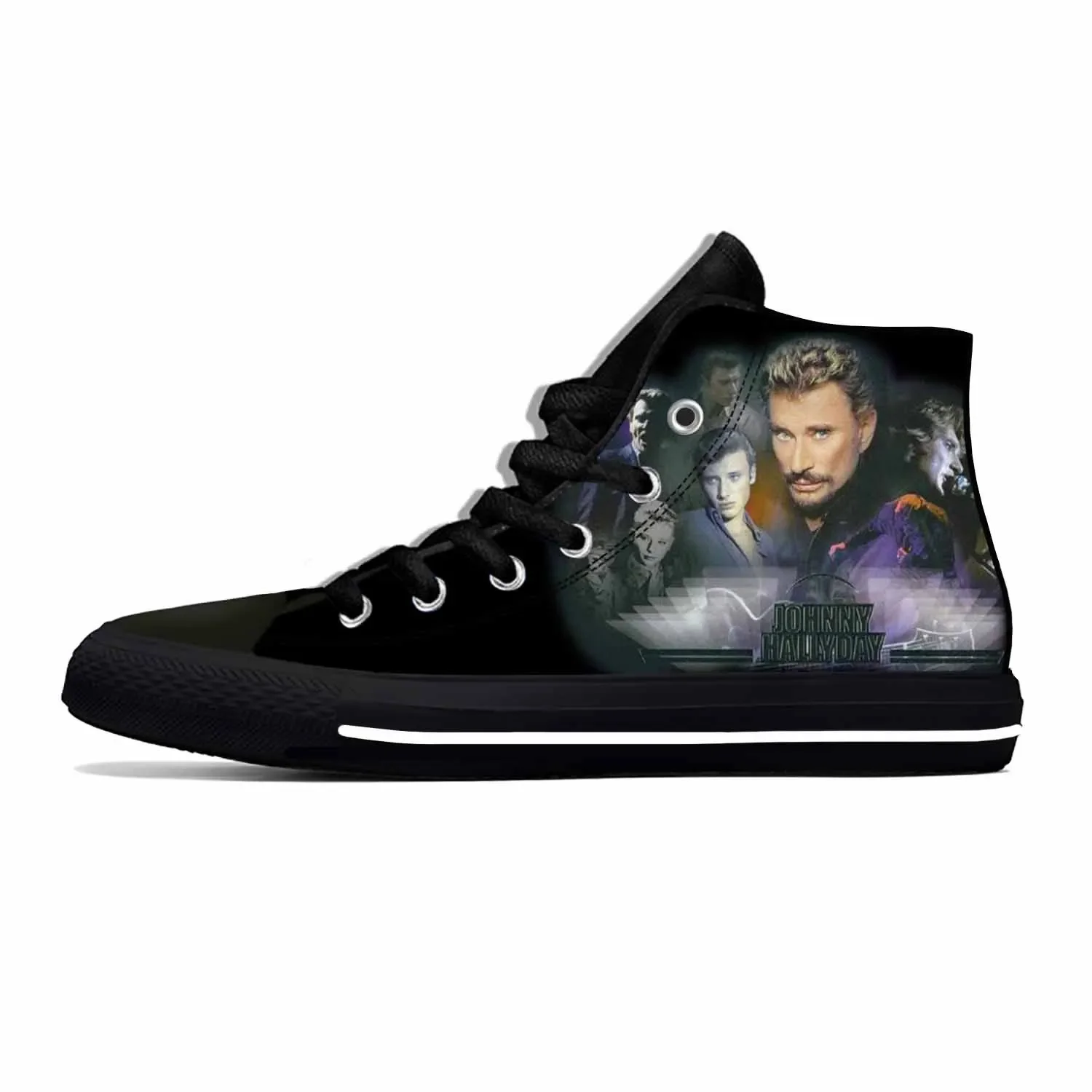 Johnny Hallyday Rock Star Singer Music Fashion Casual Cloth Shoes High Top Comfortable Breathable 3D Print Men Women Sneakers