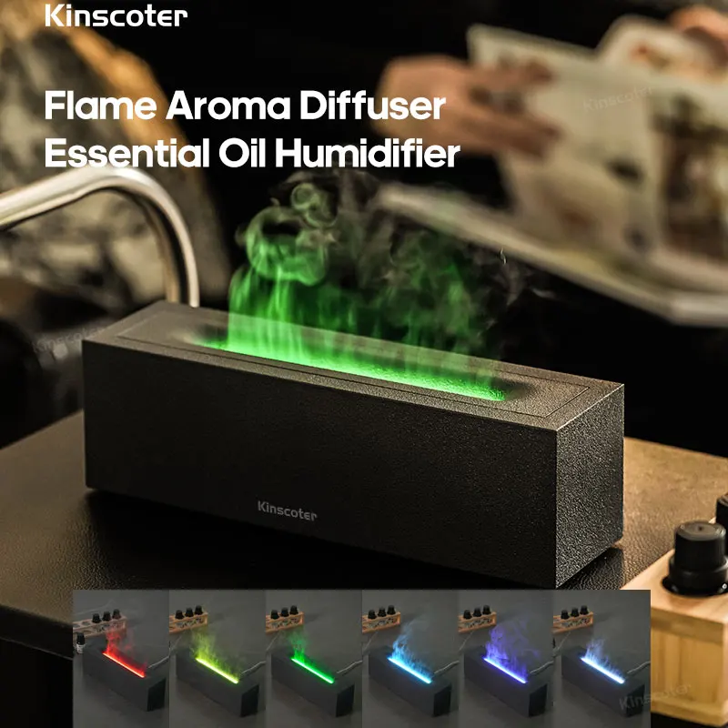 

KINSCOTER Creative Simulation Flame Aroma Diffuser Essential Oil 200ml Air Humidifier Cool Mist Maker Fogger for Home Room Gift