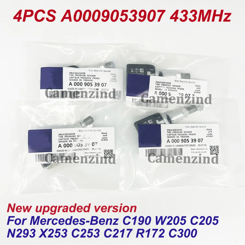 

4 шт. 433 МГц датчик TPMS A0009053907 0009053907 A0009054100 A0009050030 для Mercedes-Benz C190 W205 C205 N293 X253 C253 C217 R172