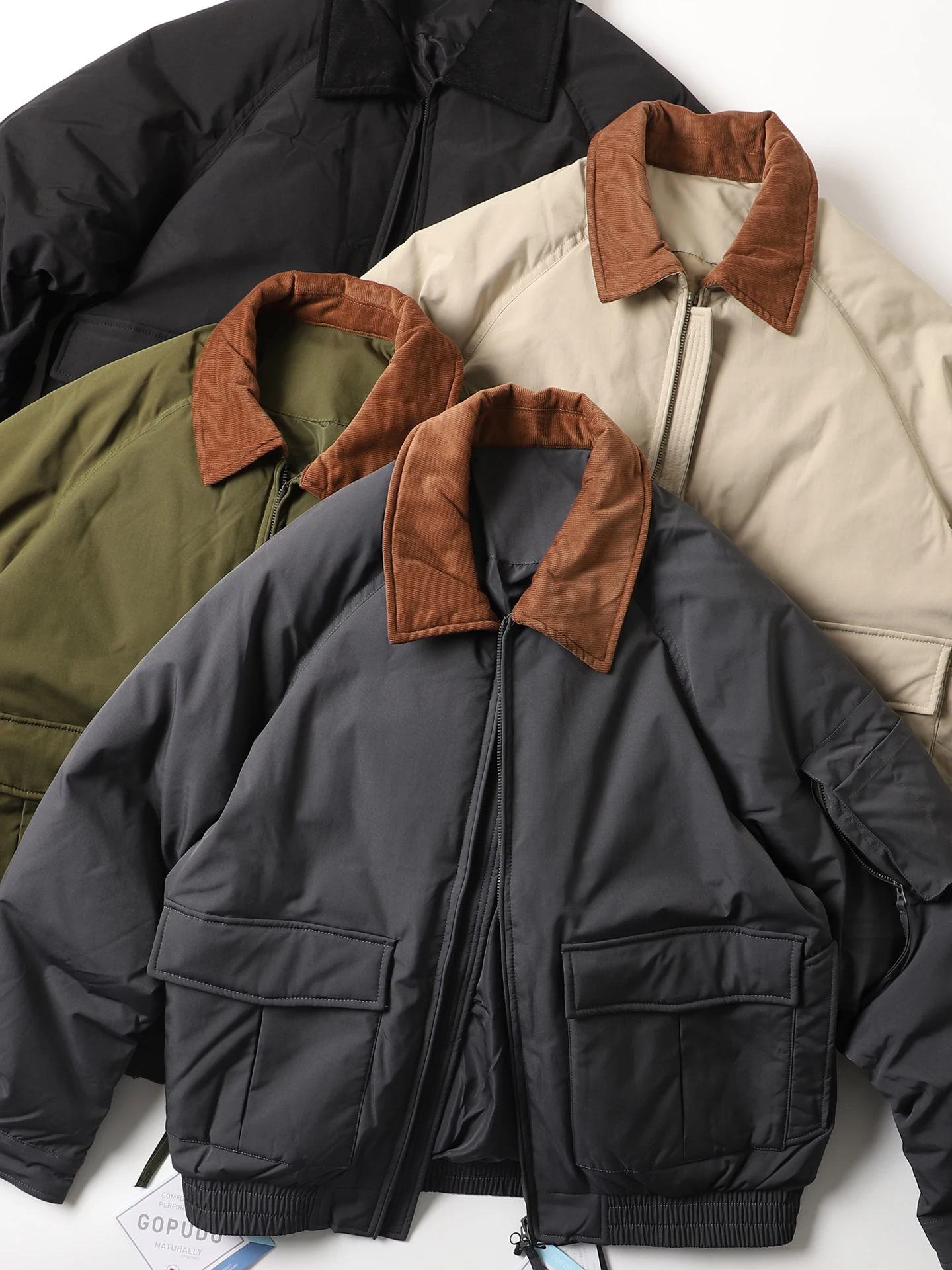 

Мужская пуховая куртка в стиле ретро-американский бомбер свободного кроя с вельветовым воротником, белая, теплая верхняя одежда