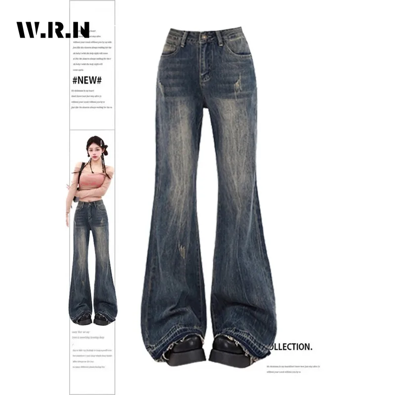 

Korean Vintage Wide Leg Baggy Y2K Denim Trouser Fashion Women's Casual High Waist Straight Pants High Street Style Blue Jeans
