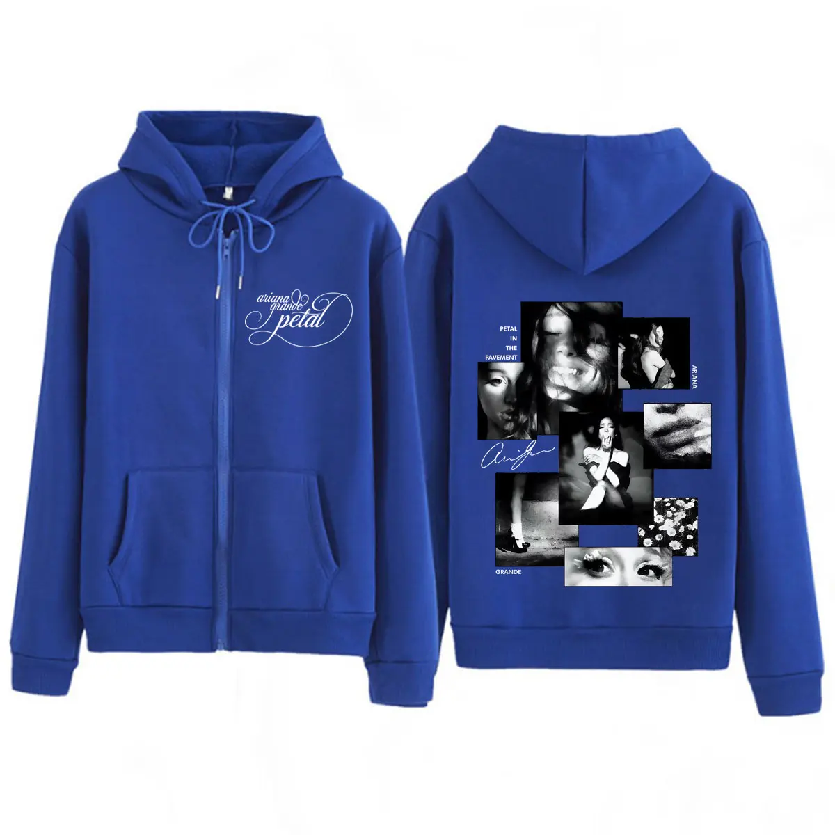 Ariana Grande Album Petal 2026 Print Zipper Hoodie Herren Damen Mode Sweatshirts Lange Ärmel Lässige lockere Jacke mit Reißverschluss – Detail 6