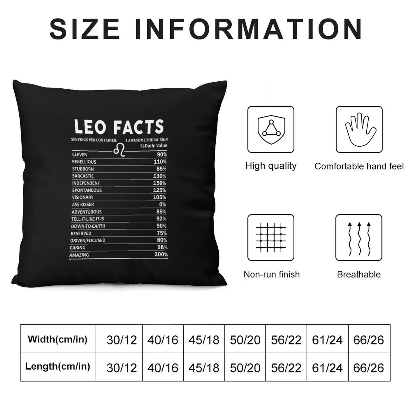 Leo Facts Throw Pillow Christmas Pillow Cases Embroidered Cushion Cover pillow