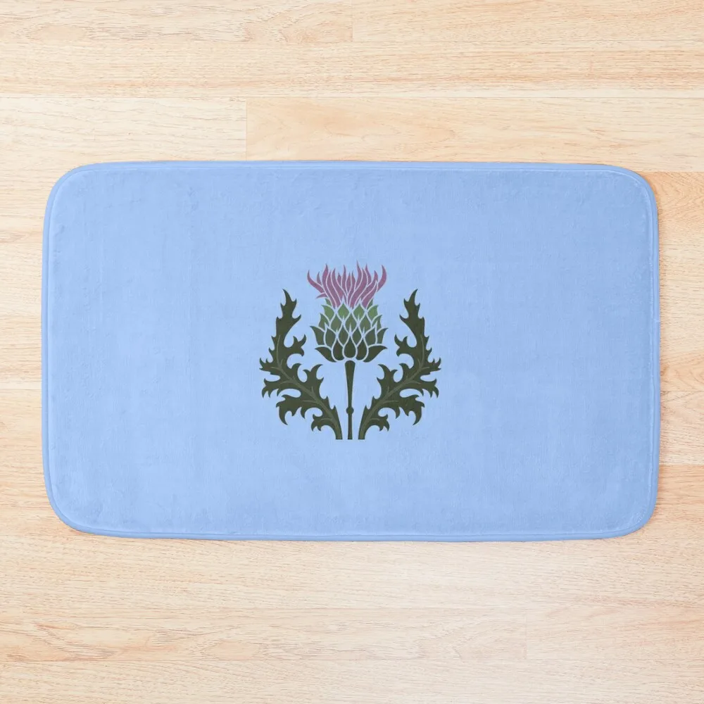 

Scottish Thistle Flower of Scotland on Pale Blue Bath Mat Rug Foot Entrance Door Waterproof Bathroom Rugs Mat