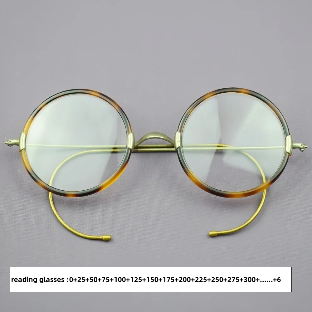 Circular retro acetate fiber metal retro antique steel wire eyeglass frame reading glasses unisex