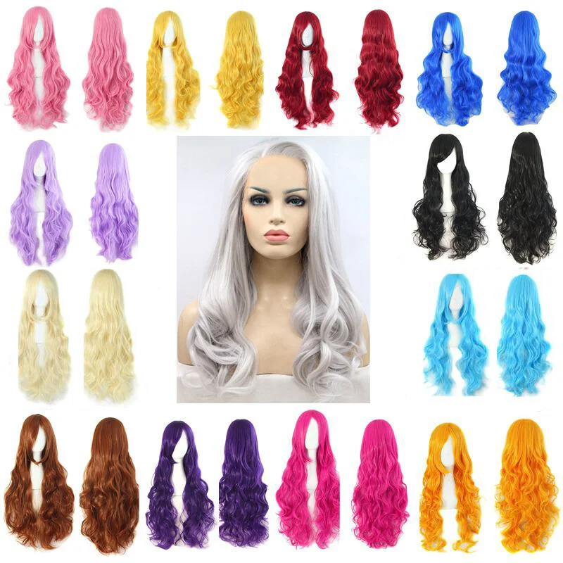 

Sexy 80cm Long Curly Wigs Cosplay Costume Hair Anime Full Wavy Halloween New Wig