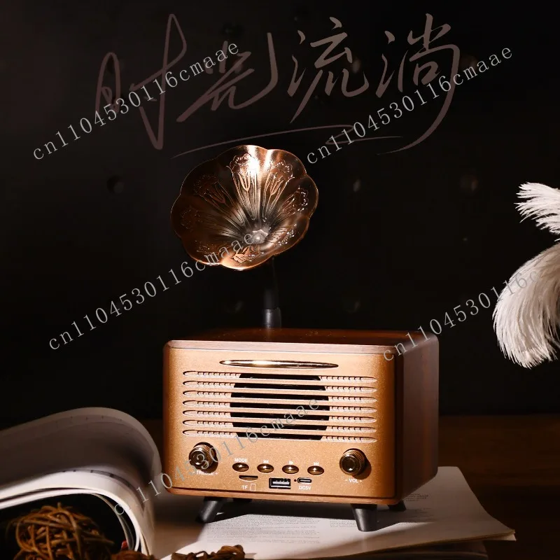 G3000 Bluetooth Speaker, Mini Wireless Treble and Bass, Retro Desktop Wooden Card U Disk To Play High Sound Quality