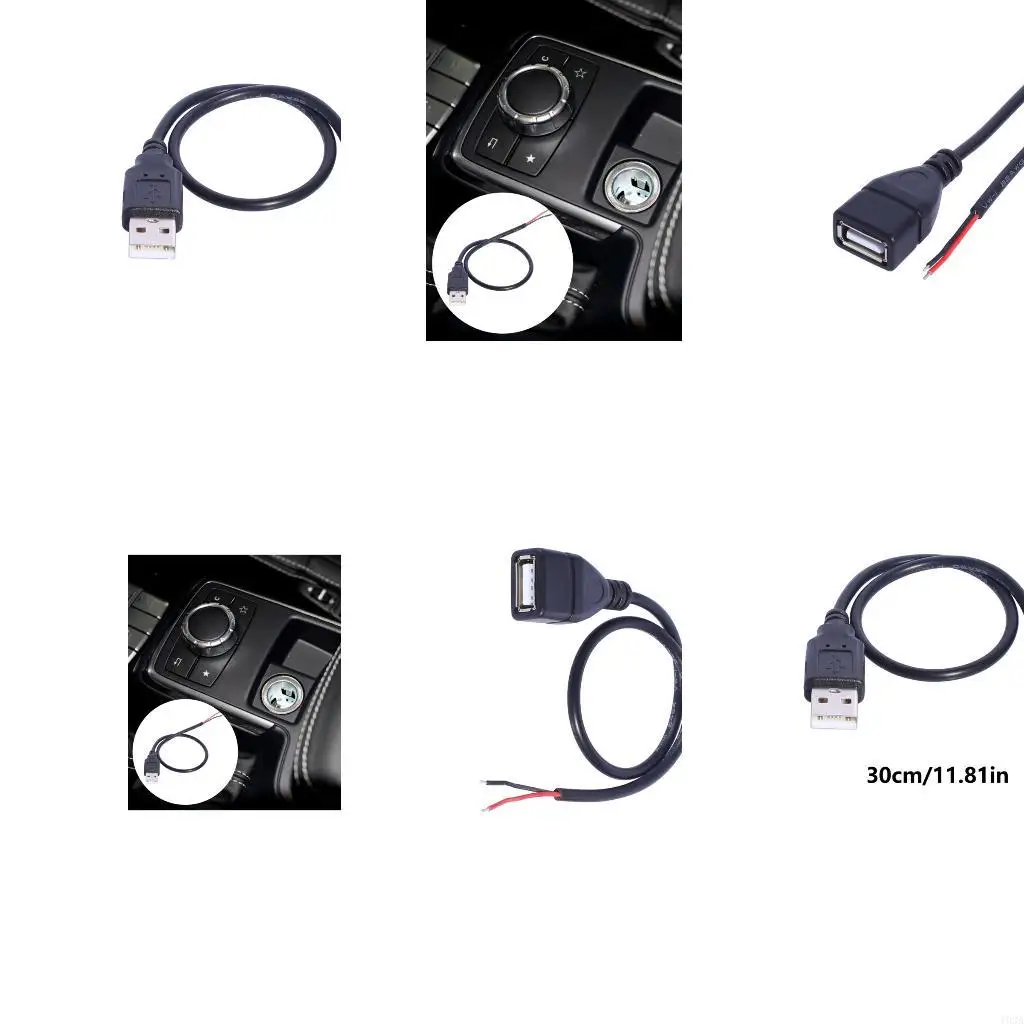 193A USB Pigtail 2Pin Bare Cable Power Wire for LED Light Routers Camera Accessorires