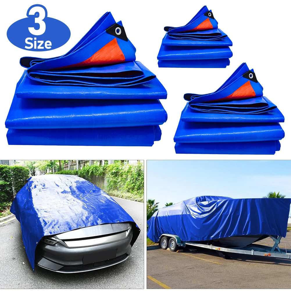 Thick Waterproof Tarps 2x2/3/4M Heavy Duty Blue Tarps All Purpose Tarp Multi Purpose Tarp Cover for Camping Boat Roof RV Car