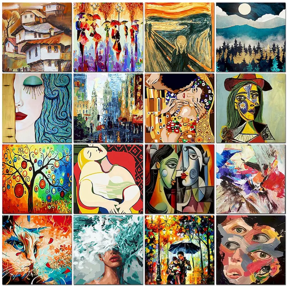 

PhotoCustom Oil Painting By Numbers Abstract Picasso Figure Painting DIY Paint By Numbers On Canvas Home Decor Digital Painting