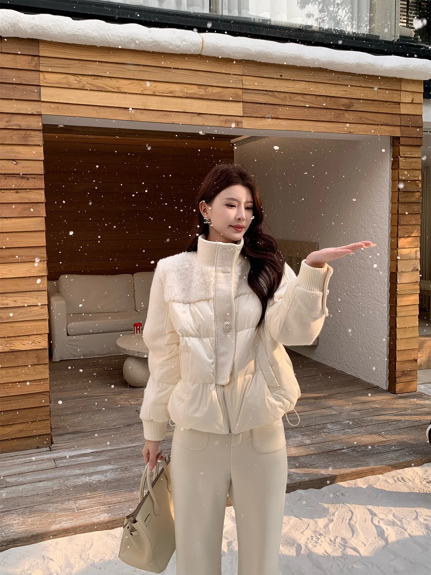 

Kun Winter ort Plu Jaet Women's Thiened Lamb Fur Coat Casual Sle Regular Fit 90% down Fill Power Polyester Fiber