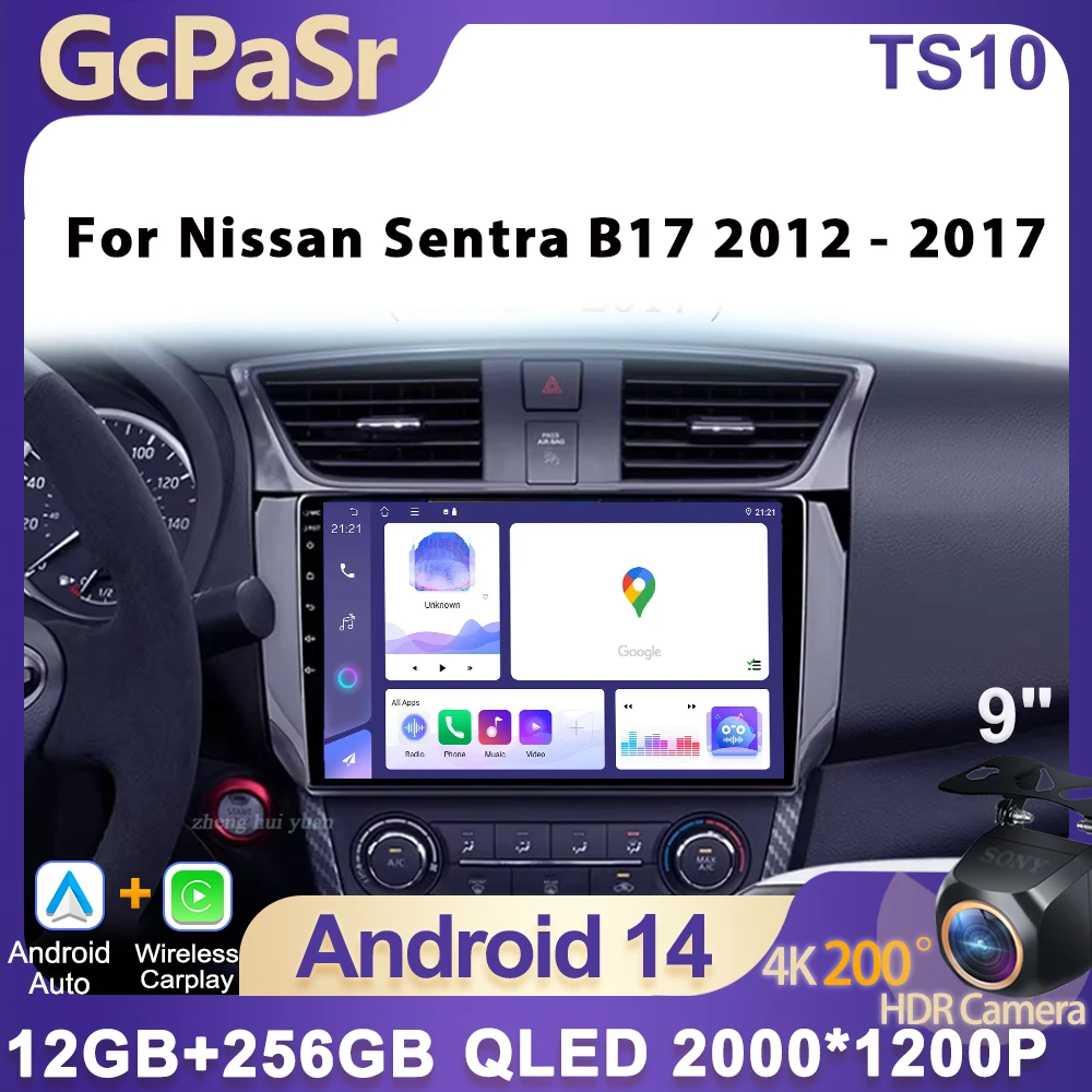 

2Din Android Car Radio Multimedia Player For Nissan Sentra B17 2012 - 2017 Autoradio 8 Core Carplay Auto Screen Navigation GPS