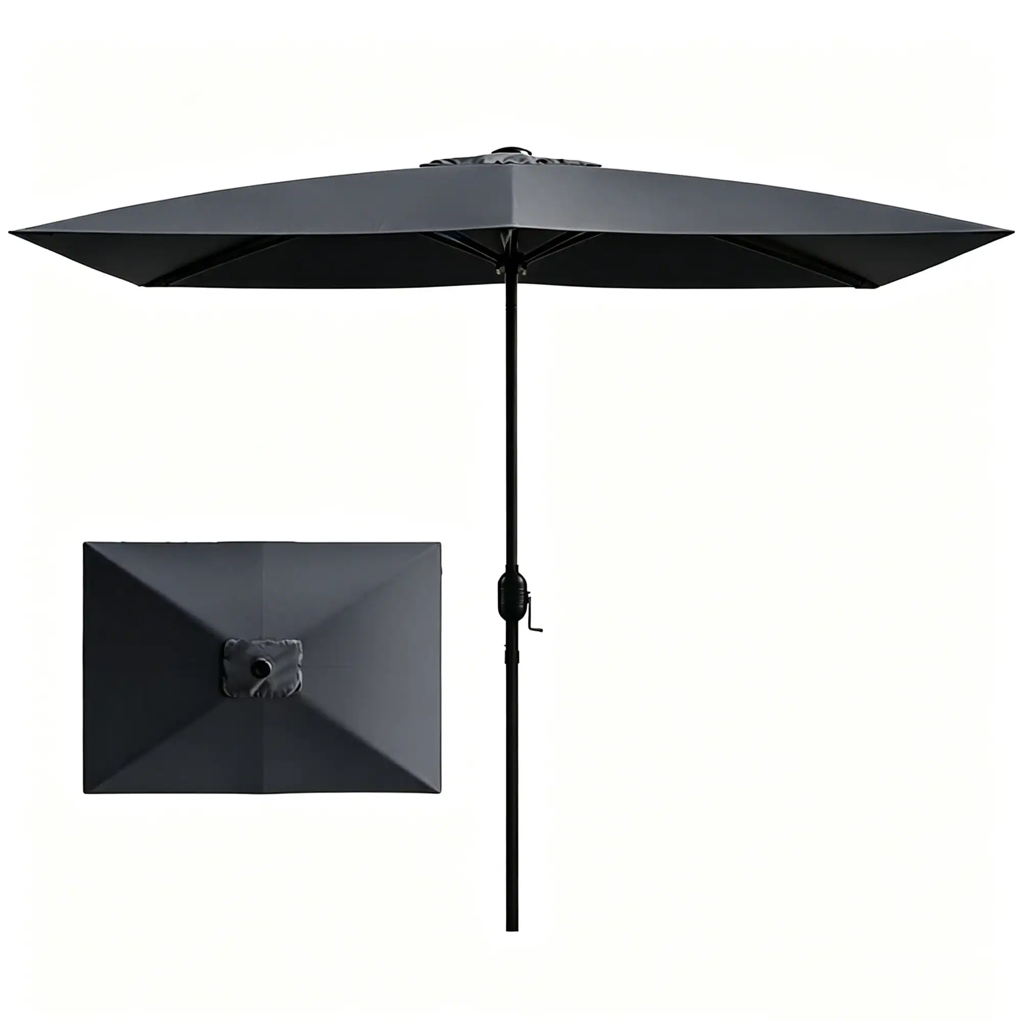 

10x6.5ft Rectangular Patio Umbrella with Crank Handle, Outdoor Market Umbrella with 6 Sturdy Umbrella