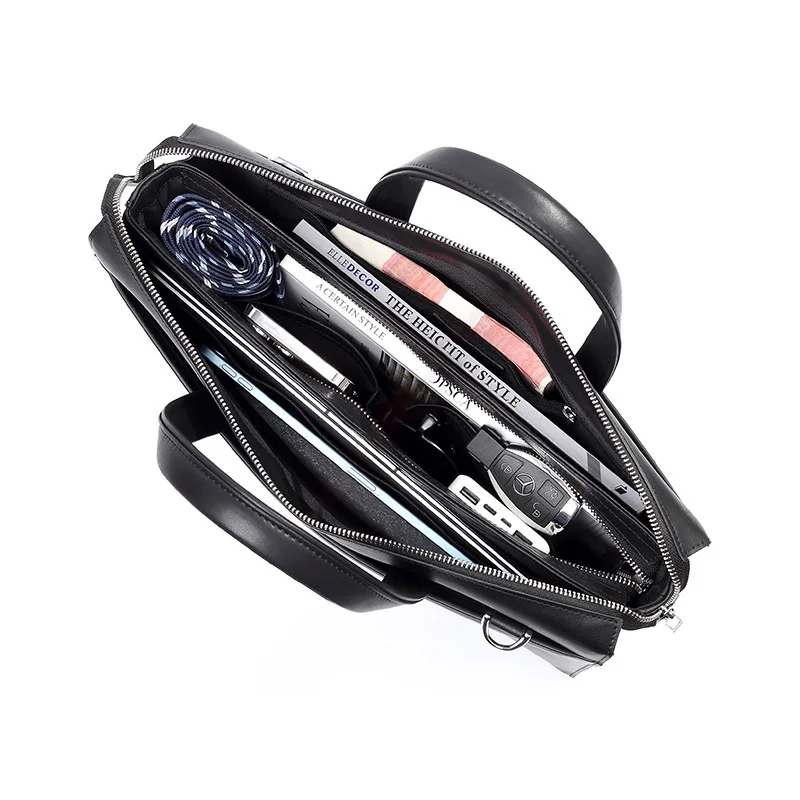 حقيبة يد جديدة حقيبة ساعي أصلية جلدية مضادة للسرقة قفل بكلمة مرور حقيبة كمبيوتر محمول متعددة الوظائف حقيبة رجال الأعمال من جلد البقر #4