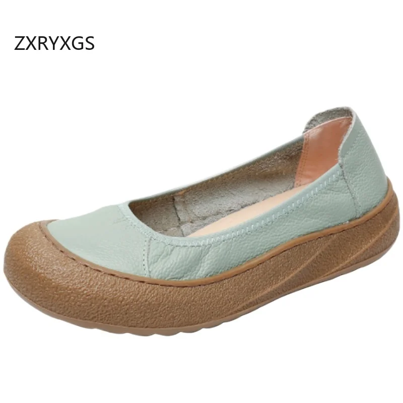 

ZXRYXGS 2025/Новинка весны и лета, женская модная повседневная обувь на плоской подошве, удобная модная обувь на мягкой подошве из натуральной кожи на плоской подошве, 3 цвета