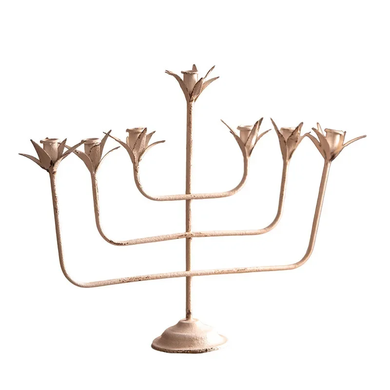 French retro wrought iron candle holder white old candle utensils festive atmosphere props