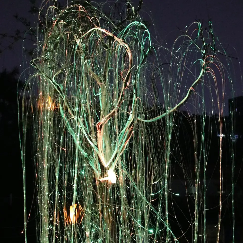 Waterproof IP65 RGB Color-Changing LED Willow Fiber Optic Light Tree Rust-Proof Daylight Remote Control Aluminum Alloy 2-Year