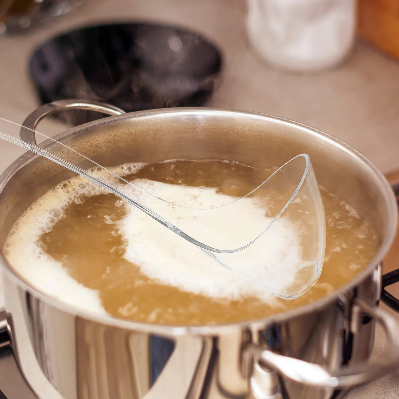 Plastic Soup Ladle Clear Reusable Lightweight Sturdy Serving Spoon For Kitchen Restaurant Soup Porridge Sauces Food