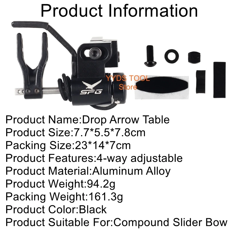 SP925 Composite Pulley Bow and Arrow Drop Arrow Rest with Locking Mechanism Competition Archery Accessories Arrow Rest