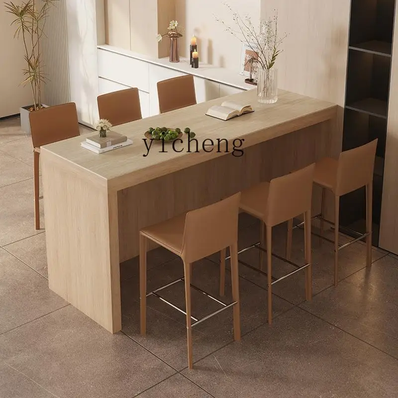 a7 rock slab mid-island table integrated bar modern simple living room open table