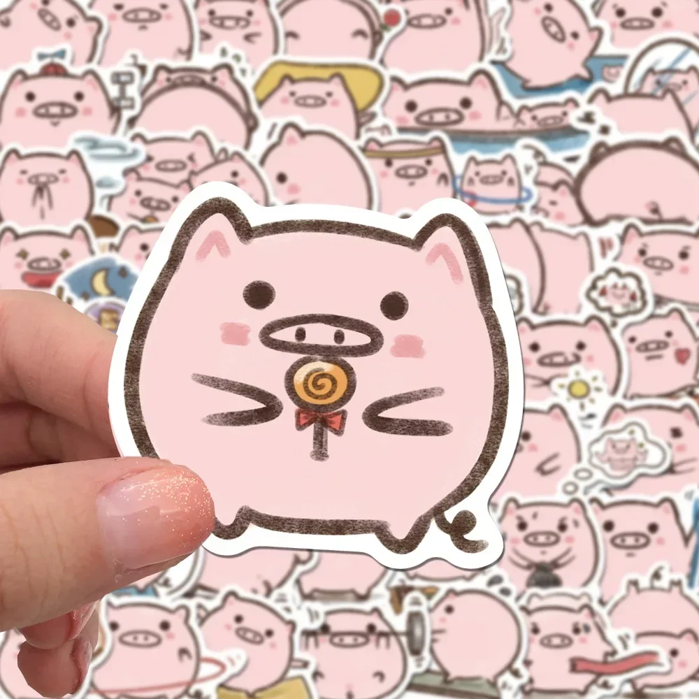 50PCS Cartoon Pig Stickers Kawaii Exercising Pig Stickers Mobile Phone Stickers Notebook Decorative Stickers