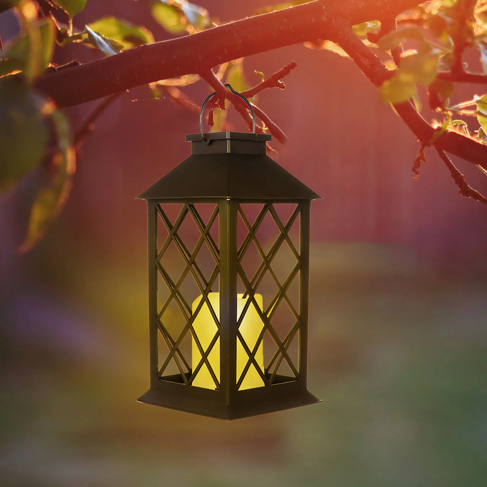 1 قطعة LED ضوء الشمس الحديد المطاوع خمر فانوس الإضاءة الدافئة ل ساحة حديقة الشمسية الرياح مصباح مصباح حديقة #3