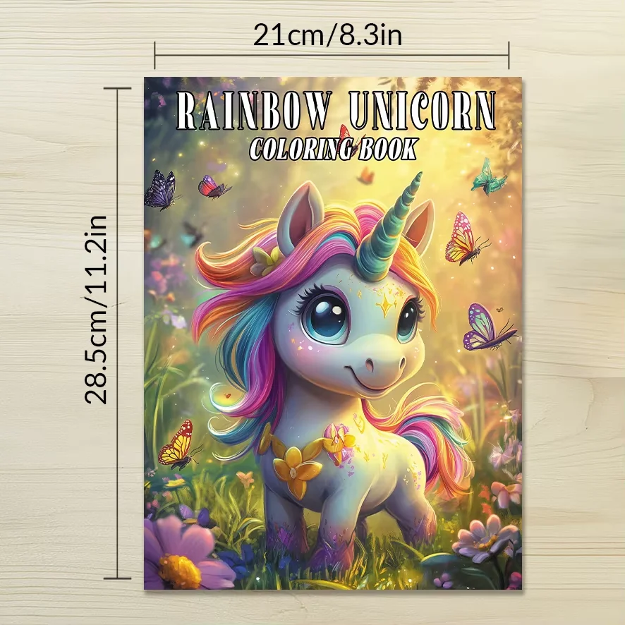 塗り絵 - 8.3 x 11.2インチ、愛らしいユニコーンの32ページ - 新学期の季節に家族や友人への理想的なギフト