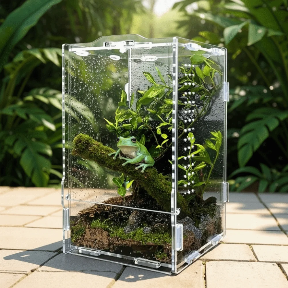

Transparent Reptile Feeding Box Ventilated Anti-escape Jumping Spider Terrarium Buckle Lock Acrylic Crawler Box