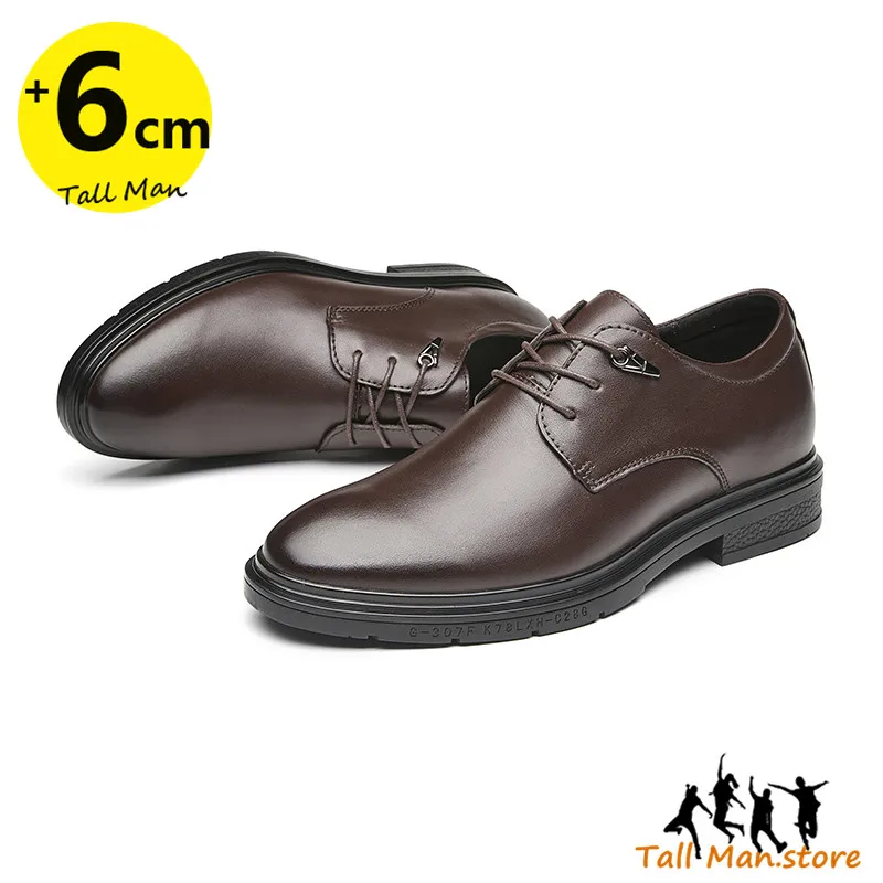 Business Men Leather Shoes Elevator Height Increase Insole 6CM Lift Man Formal Dress Office Daily