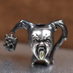 Tongue Out Joker Brass Knife Bead EDC Outdoor DIY Paracord Woven Lanyard Pendant Accessories Clown Head Sculpture Charms Jewelry