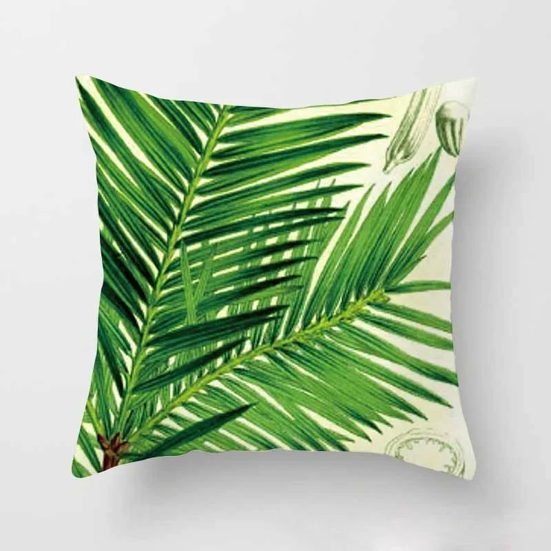 Taie d'oreiller avec plantes tropicales, taie d'oreiller décorative en Polyester avec feuilles vertes, carrée, 45x45cm