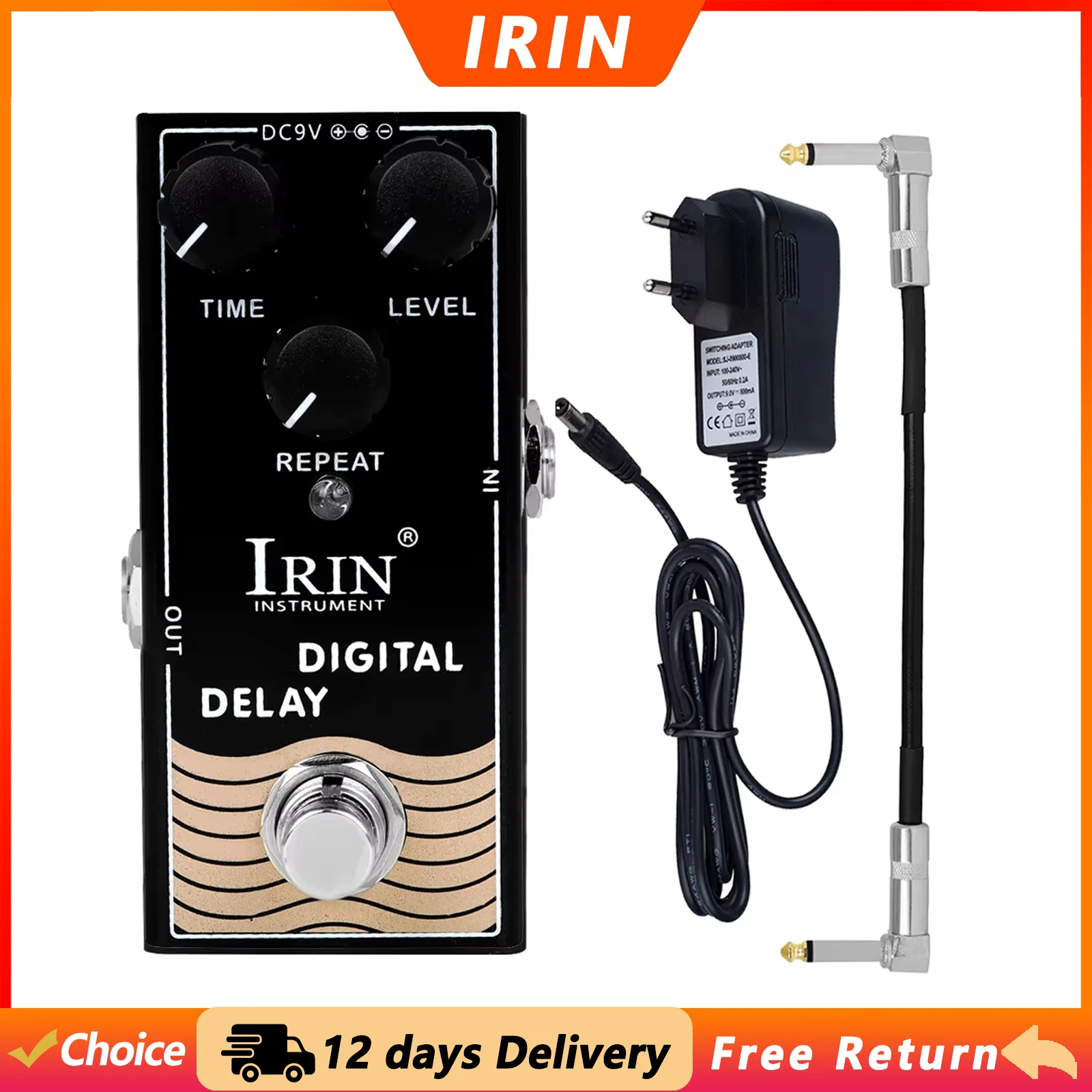 IRIN RF-08 Guitar Digital Delay Effect Pedal True Bypass Design Reduces Tone Loss Metal Casing Electric Guitar Parts Accessories