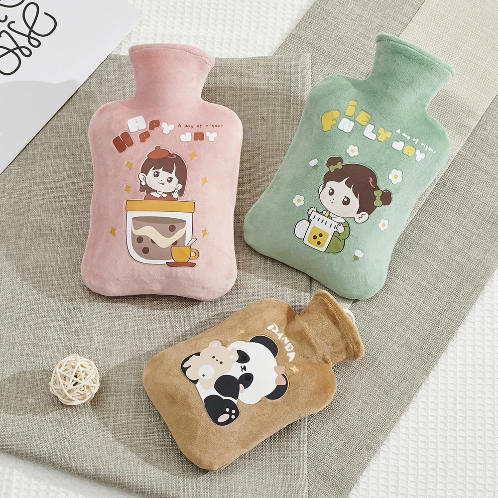 Water Filled Hot Water Bag Cute Water Filled Warm Handbag for Girls Portable Cartoon Cute Plush Hand Warmer