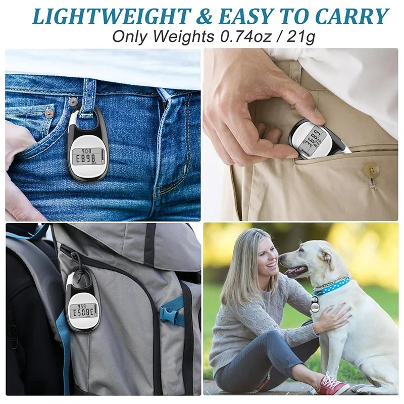 AF93-3D Pedometer For Walking Steps And Miles, Portable Step Counter For Walking With Distance