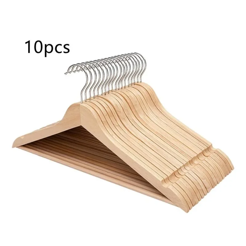 10PCS Solid Wood Hangers Non-slip and Non-trace Clothes Hanging General New Chinese Wood Thick and Thick Hangers