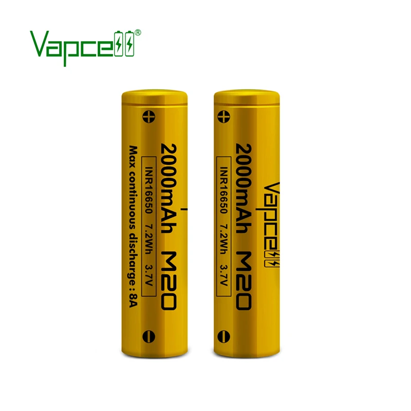 1-20pcs Original New Vapcell 16650 Battery M20 INR16650 2000mah 8A Li-On Lithium rechargeable Batteries Cylindrical Battery