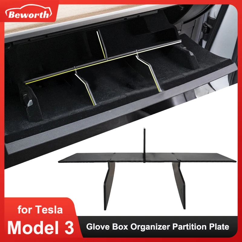 

Glove Box Organizer Partition Plate for Tesla Model 3 Center Console Non-Slip Storage Glovebox Container Shelf Stowing Tidying