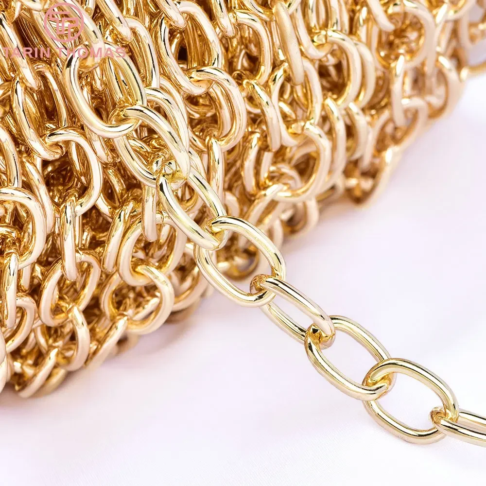 (6377) 1Meter 14x10MM 24K Gold Color Plated Brass with Iron Necklace  Bracelet Chains High Quality Jewelry Accessories Wholesale