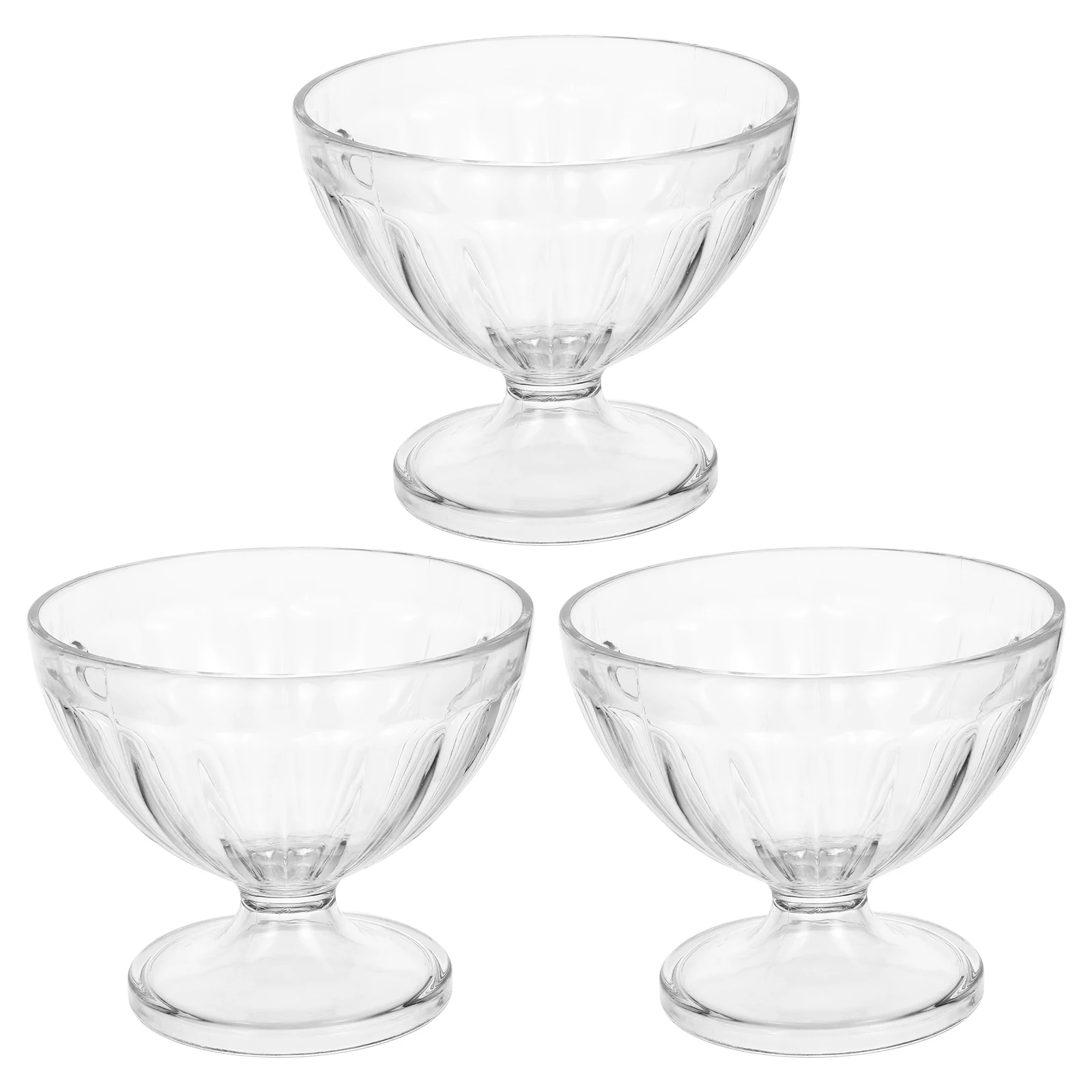 

3pcs 170Ml Transparent Ice Cream Cups Dessert Bowls Snack Fruit Salad Serving Bowls Household Kitchen Tableware Sets Cold Hot