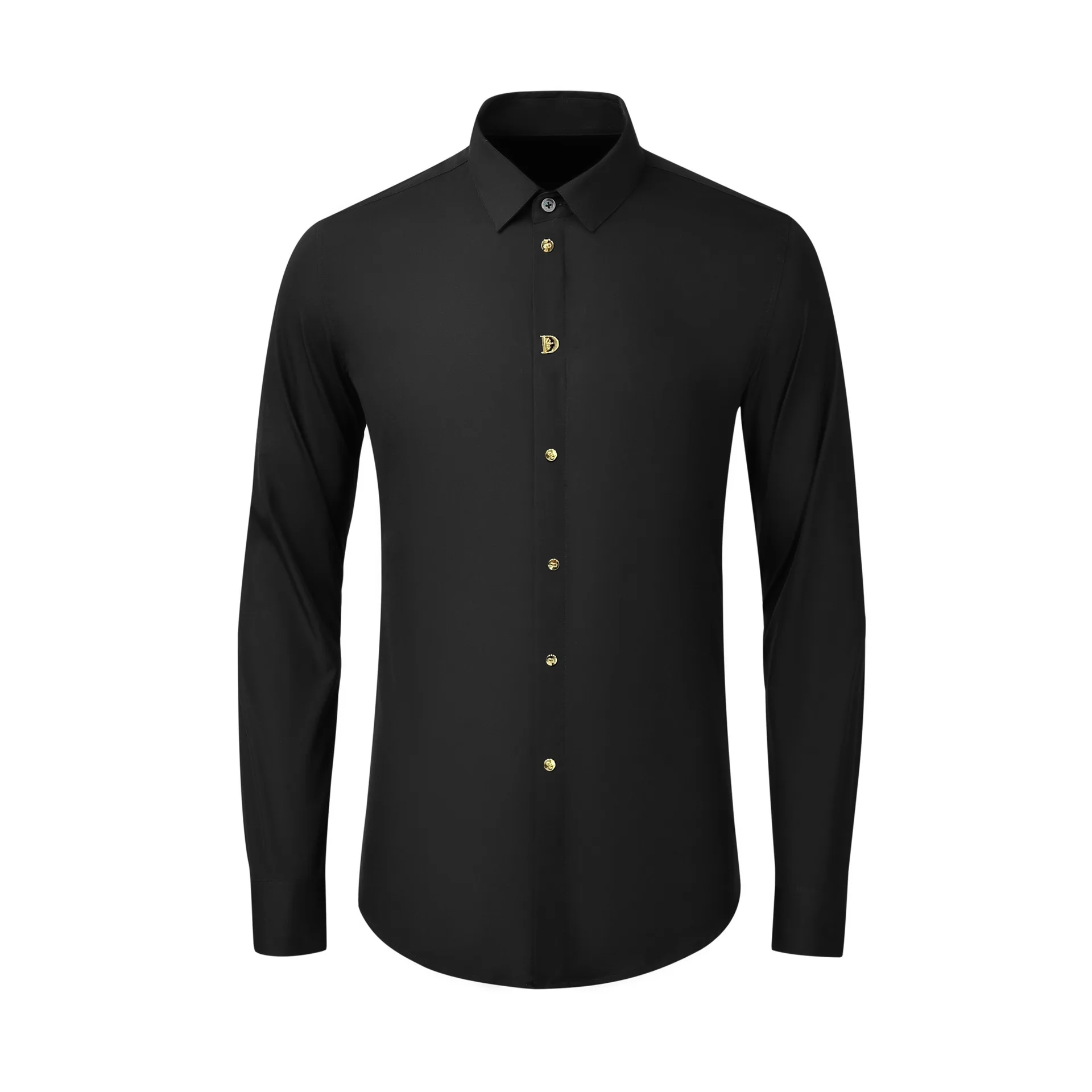 

Hot selling letter willow decoration men's shirt long sleeved slim fit cotton spinning black and white men's shirt