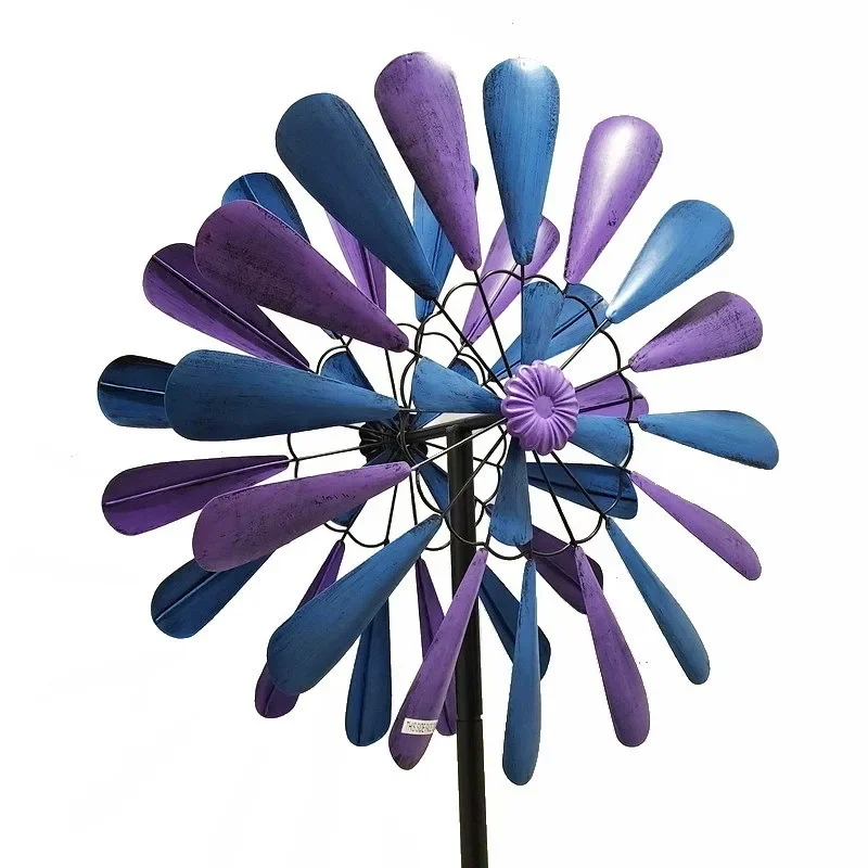 

Creative garden embellishment courtyard garden balcony double-sided rotating decoration wrought iron windmill colorful purple