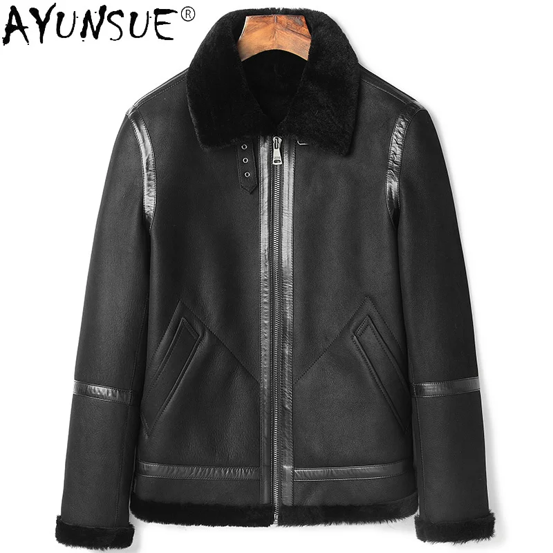 

Genuine Sheepskin Leather Jacket Men Natural Fur Coat Male Short Warm Winter Outwear Casaco Masculino SQQ717