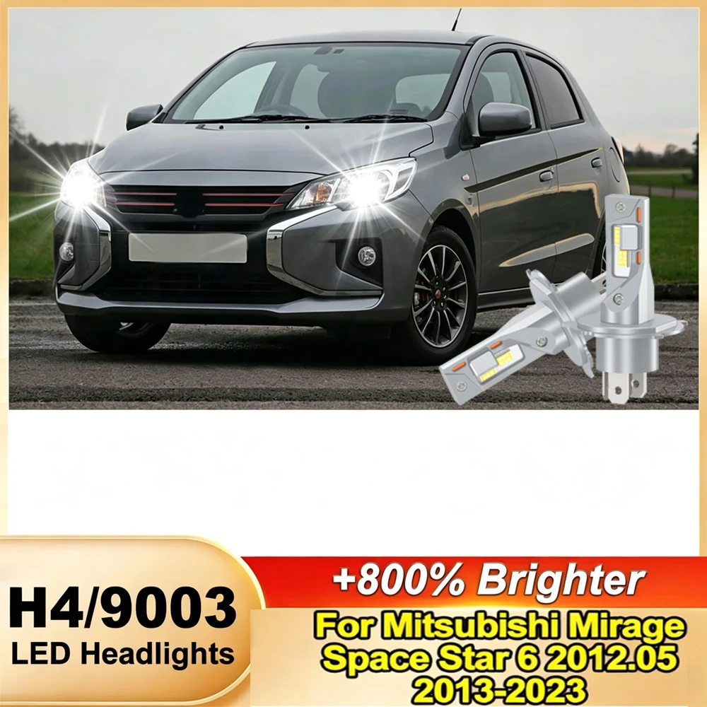 

2x H4 светодиодные лампы для фар, миниатюрные автомобильные диодные лампы Turbo LED 12V, ближний/дальний свет для MITSUBISHI MIRAGE SPACE STAR 6 2012.05 2013-2023