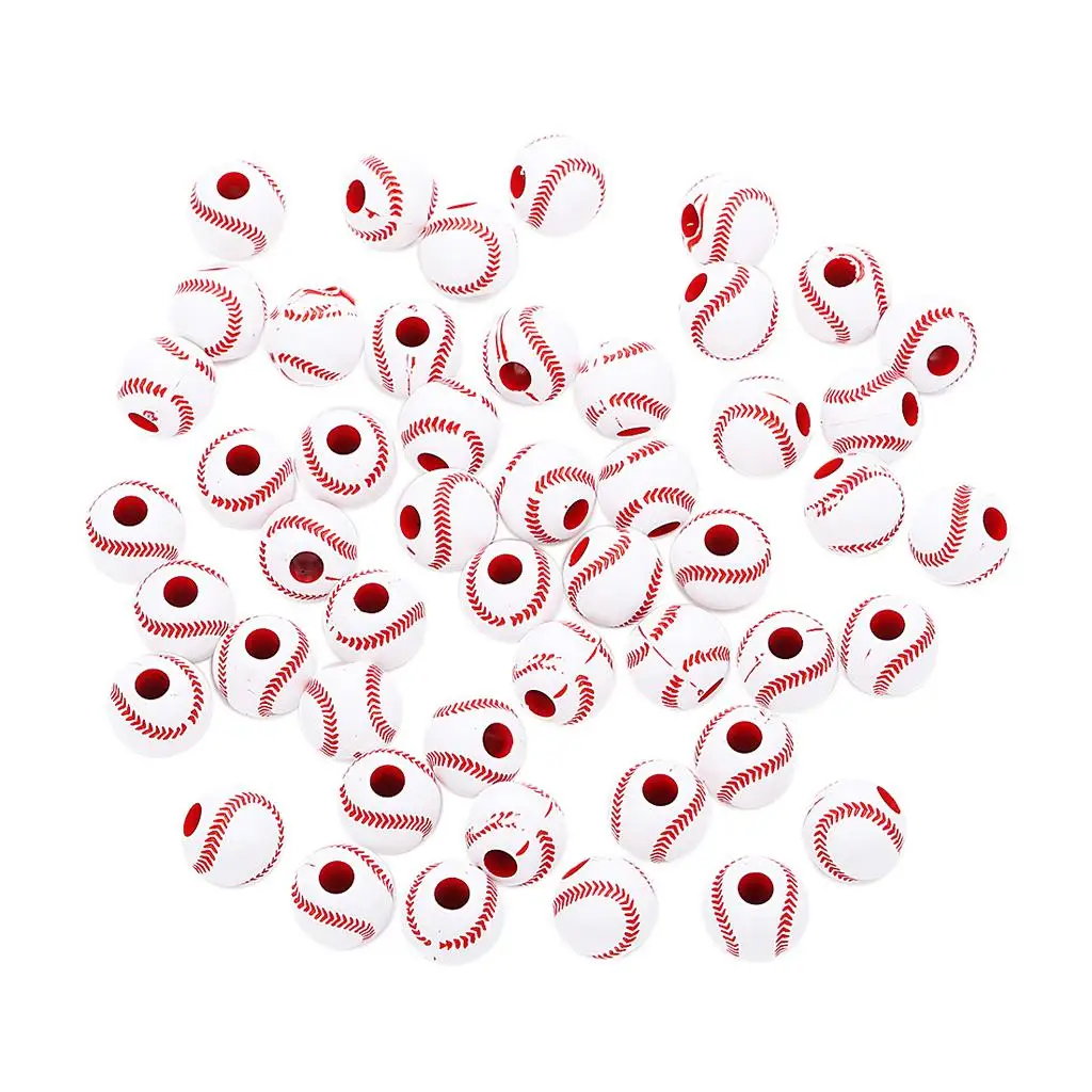 Acrylic Large Hole Baseball Beads 12mm Loose Spacer Big Hole Beads for DIY Necklace Bracelet Earrings Crafts