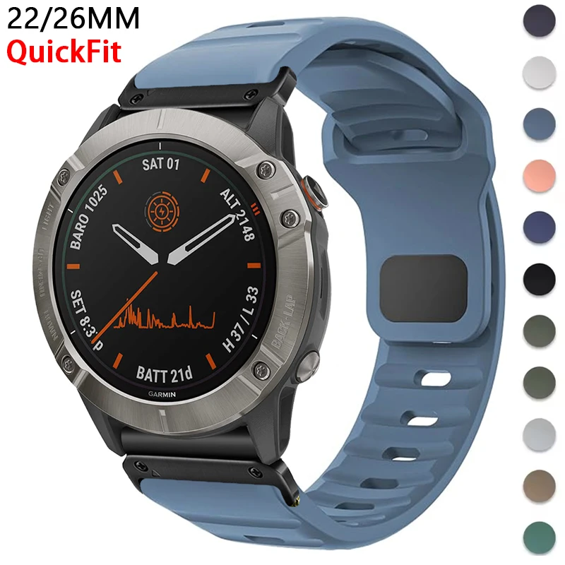 

22 26MM Silicone WatchBand Strap For Garmin Fenix 7 7X 6X 6 Pro 5 5X Plus Epix Gen2 Enduro 2 WristStrap QuickFit Release Bracele