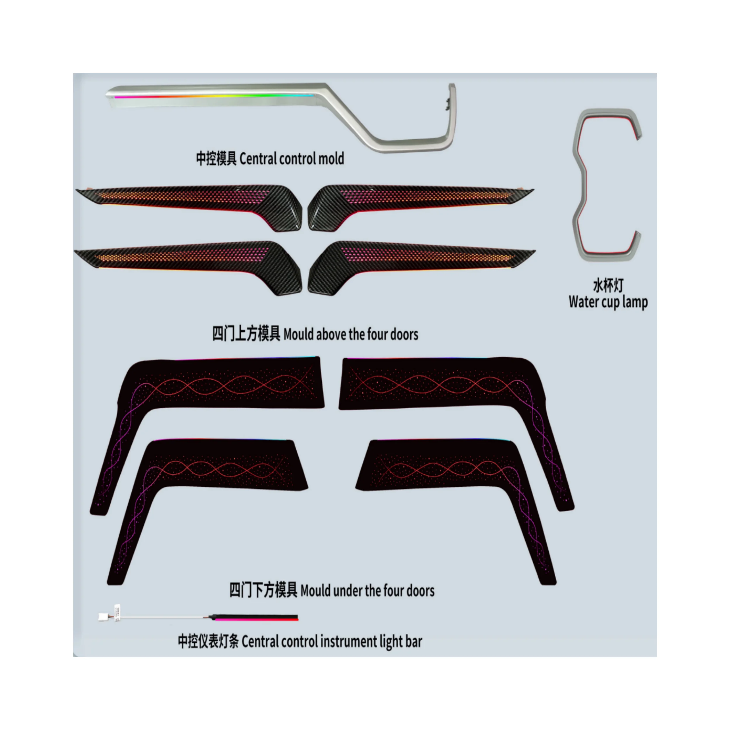 2020-2024 Compact SUV Dynamic Shadow Ambient Light LED Symphony Style Instrument Door Interior Modified Lighting Full Kit