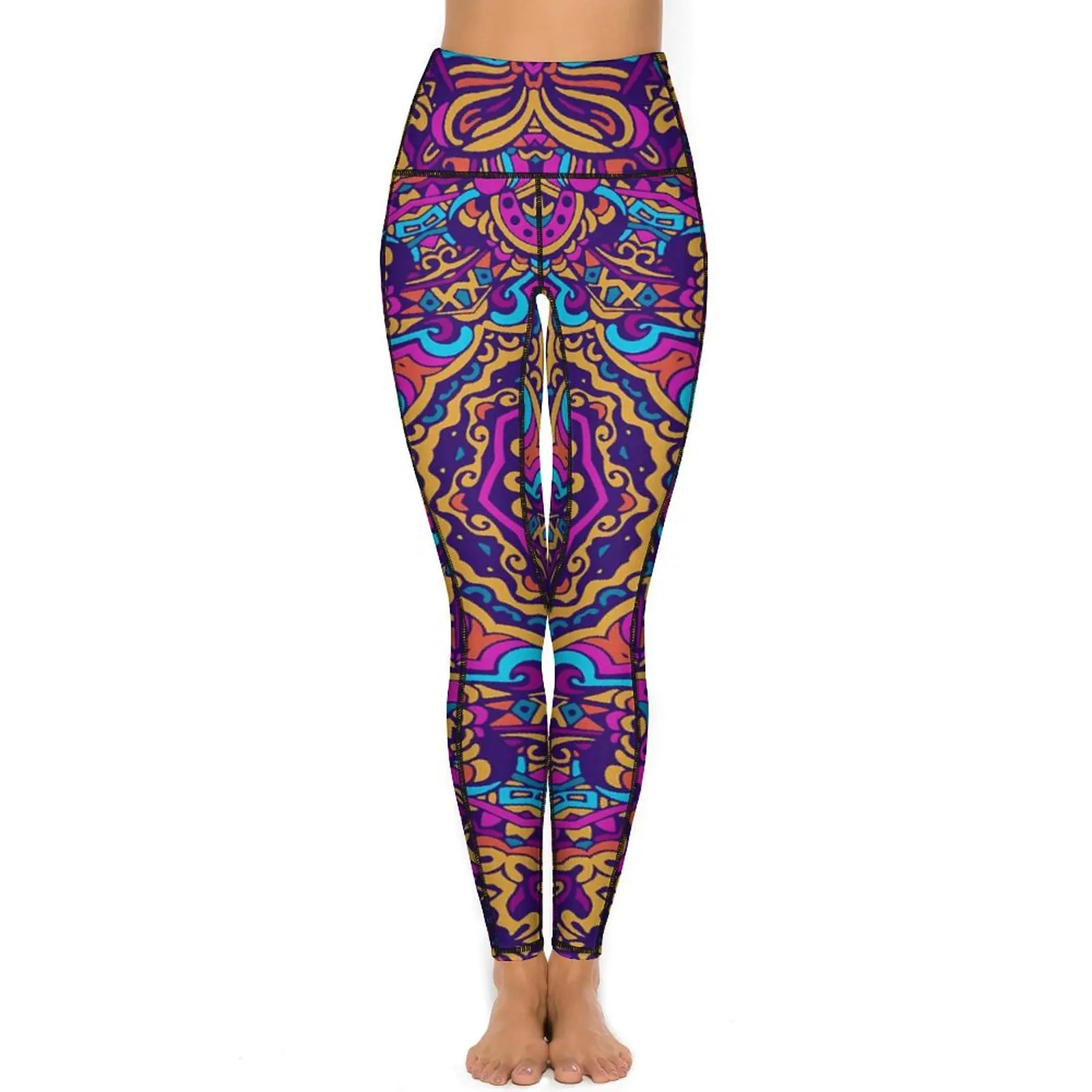 Vintage Ethnic Yoga Pants Sexy Colorful Tribal Print Design Leggings High Waist Workout Leggins Female Stretch Sport Legging