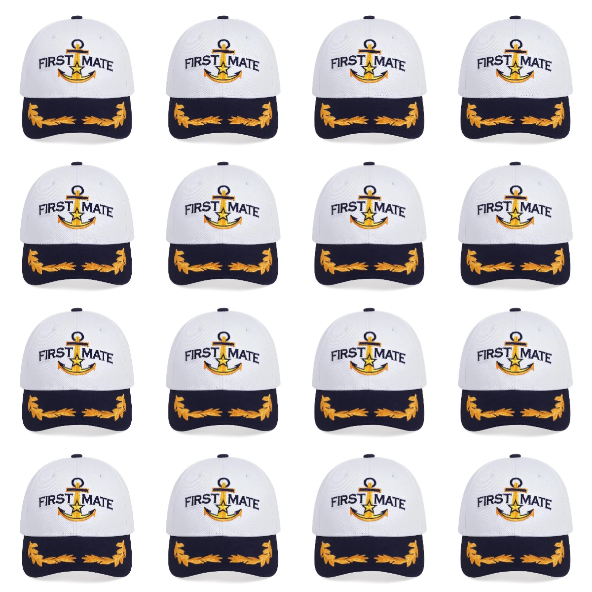1 pcs/16pcs Captain Hat and First Mate Hat Set Matching Skipper Boating Baseball Caps Nautical Marine Sailor Embroidered Cap