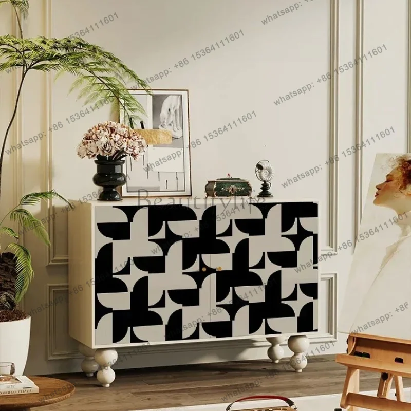 Nordic Black And White Art Foyer Cabinet, Modern And Minimalist Shoe Cabinet For Entering Households